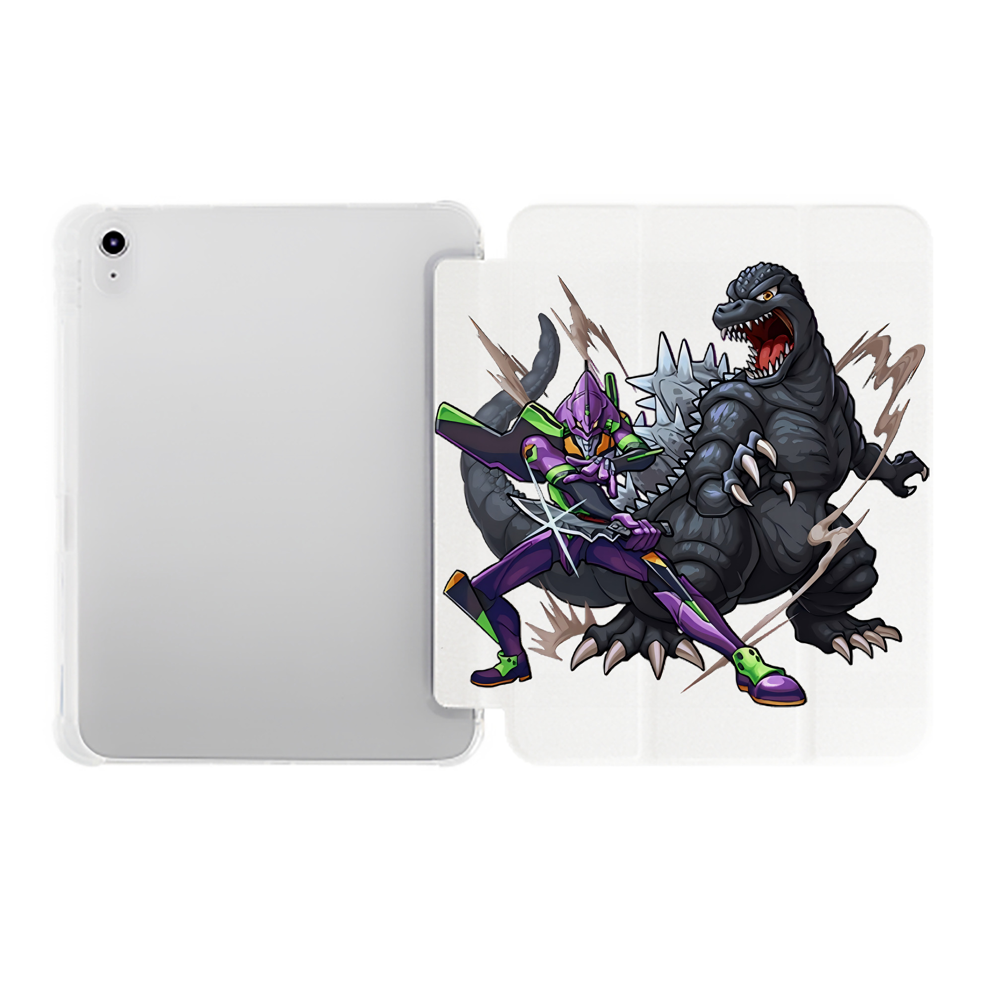 （画像用） EVA 新世紀エヴァンゲリオン IPad ケース ペン収納付き 三つ折りスタンド PUレザー×シリコン 対応機種9.5/10.5/10.9インチ
